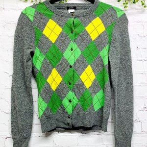 J. Crew | Grey & Green Button-Down Sweater Cardigan Size Small